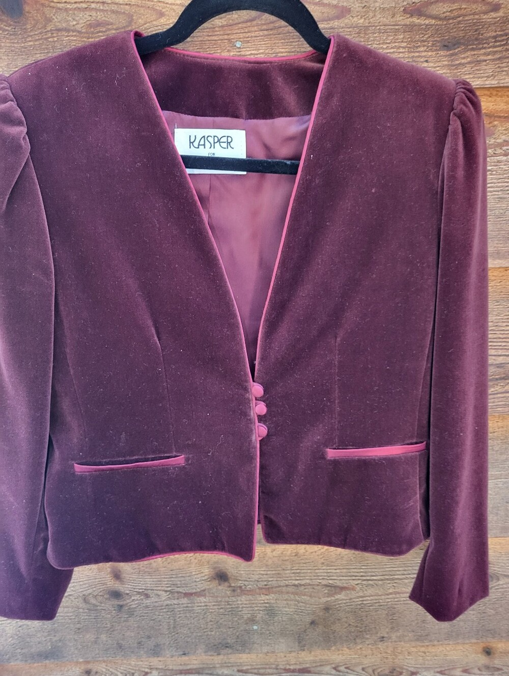Kasper for ASL Vintage Velvet 2 piece suit in Deep Burgundy 6/7